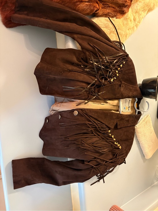 Jackets & Blazers - Vintage Pioneer Wear Brown Suede Leather Fringe Jacket